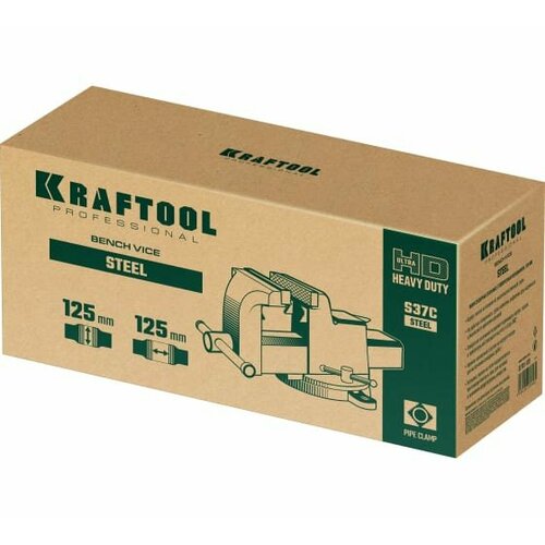 KRAFTOOL Steel, 125 мм, стальные слесарные тиски (32701-125)