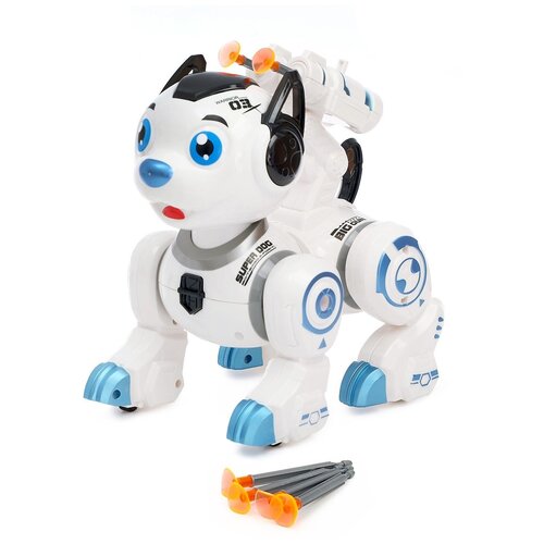 фото Робот-собака iq bot "рокки", стреляет, световые эффекты, работает от батареек, голубой woow toys