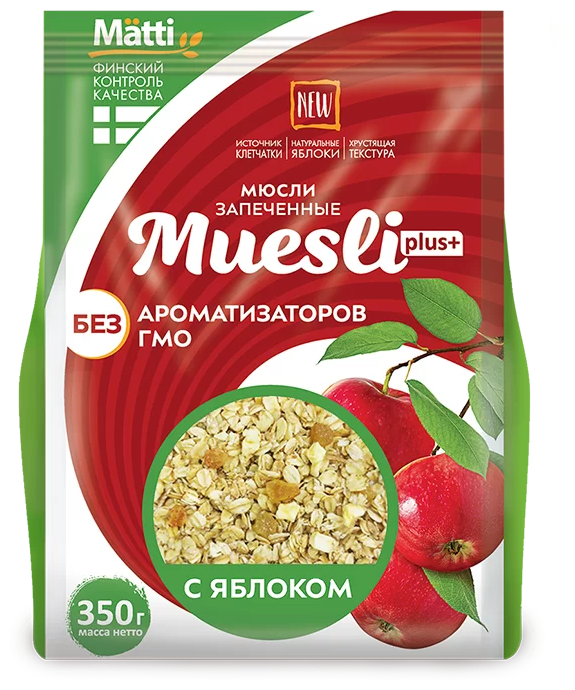 Мюсли Muesli Plus с яблоком 350г - фотография № 1