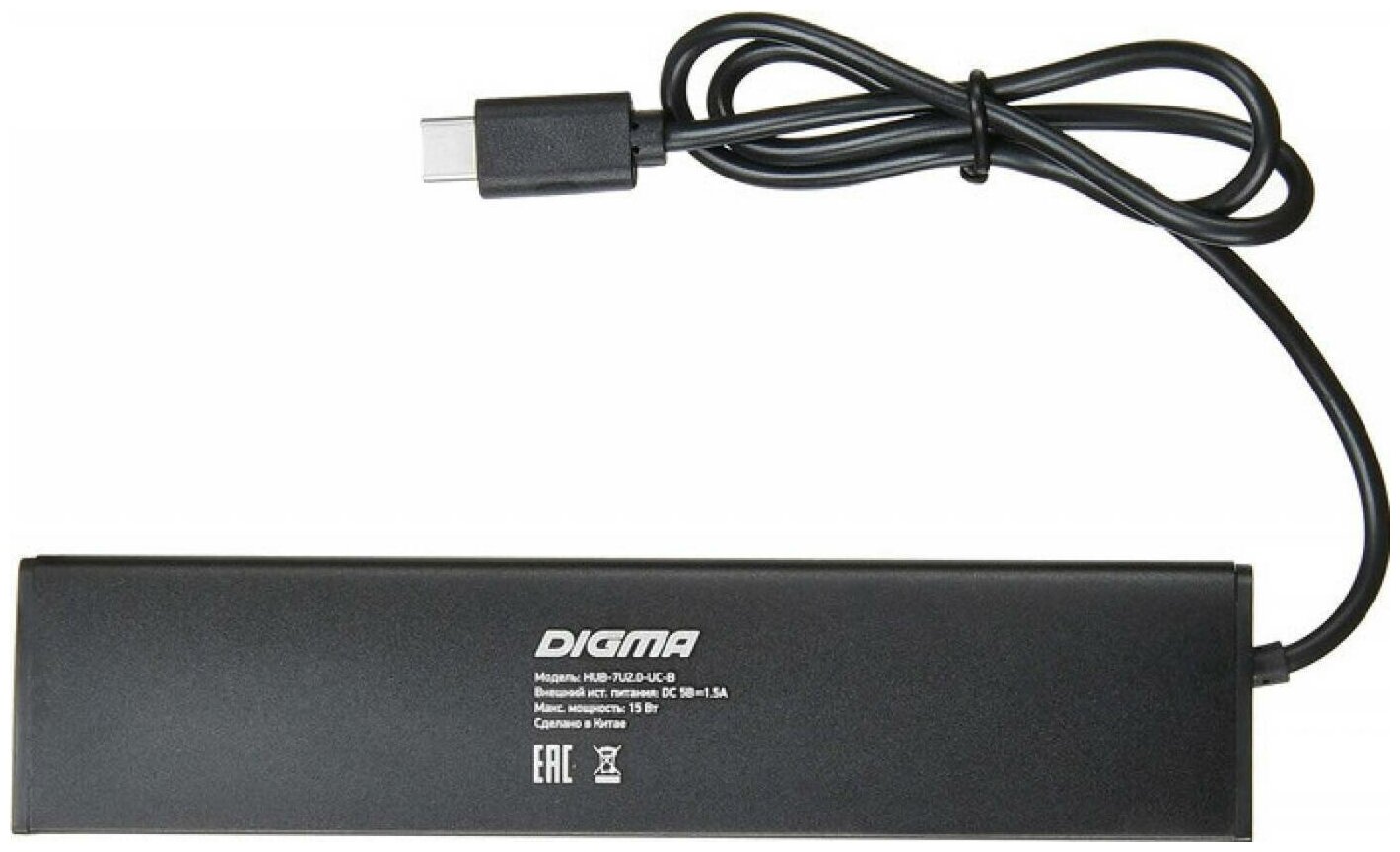 Разветвитель USB-C Digma HUB-7U2.0-UC-B черный