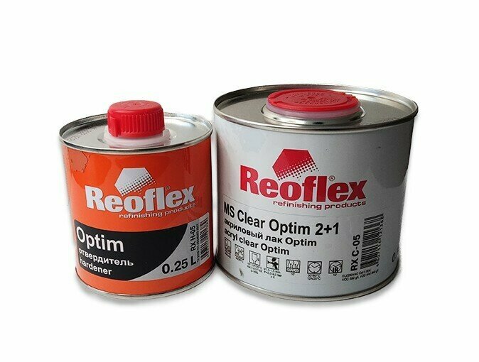 Лак акриловый 2К REOFLEX MS Clear Optim 2+1 075л (RX C-05 (0.5л) + отвердитель Optim RX H-05 (0.25 л)