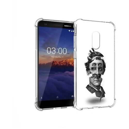Чехол задняя-панель-накладка-бампер MyPads страшное лицо абстракция для Nokia 3.1 противоударный