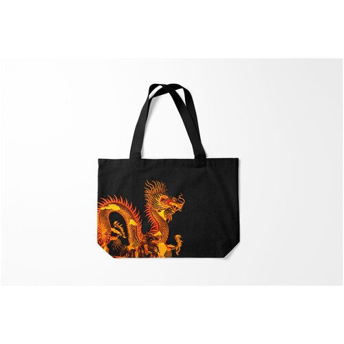 фото Сумка-шоппер / 46х35 см / популярные иллюстрации / драконы золотой китайский дракон burnettie