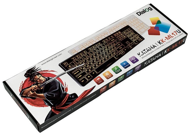 Dialog Katana Клавиатура Kk-ml17u Black - Multimedia с янтарной подсветкой клавиш Usb черная