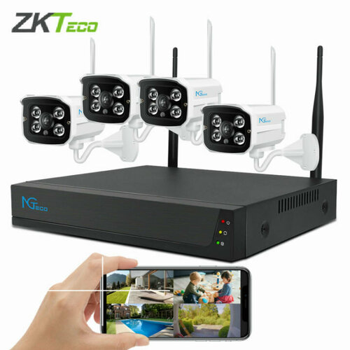 IP видеорегистратор ZKTeco NG-V400 Комплект из 4 камер с NVR Wi-Fi, Full HD 1080