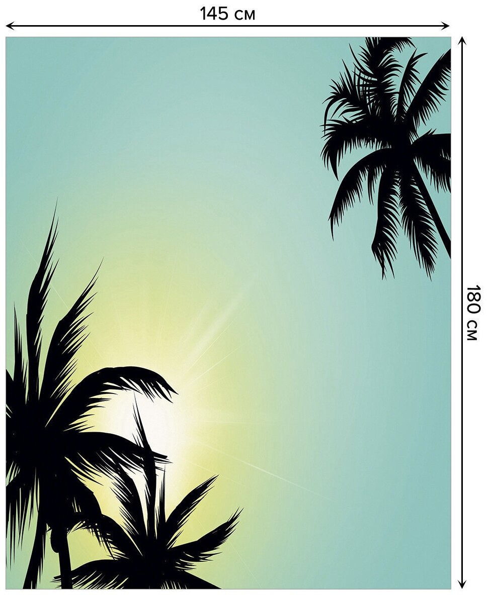 Скатерть прямоугольная JoyArty "Пальмы на восходе" из сатена, 180x145 см