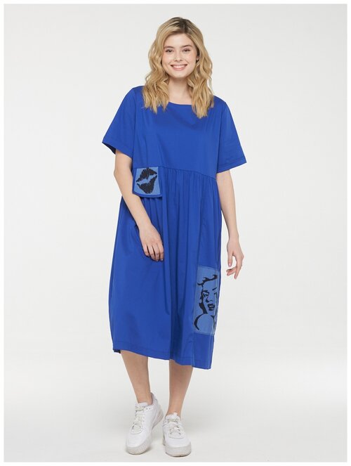 Платье ампир VAY, повседневное, прилегающее, макси, размер 46, синий