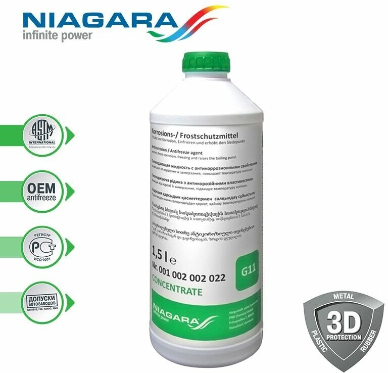 Жидкость охлаждающая концентрат антифриза "NIAGARA" G11 (зеленый) 15 л