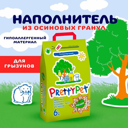 Наполнитель древесный PrettyCat PrettyPet Осиновый 2 кг/6 л 1шт. в уп. , 7уп.