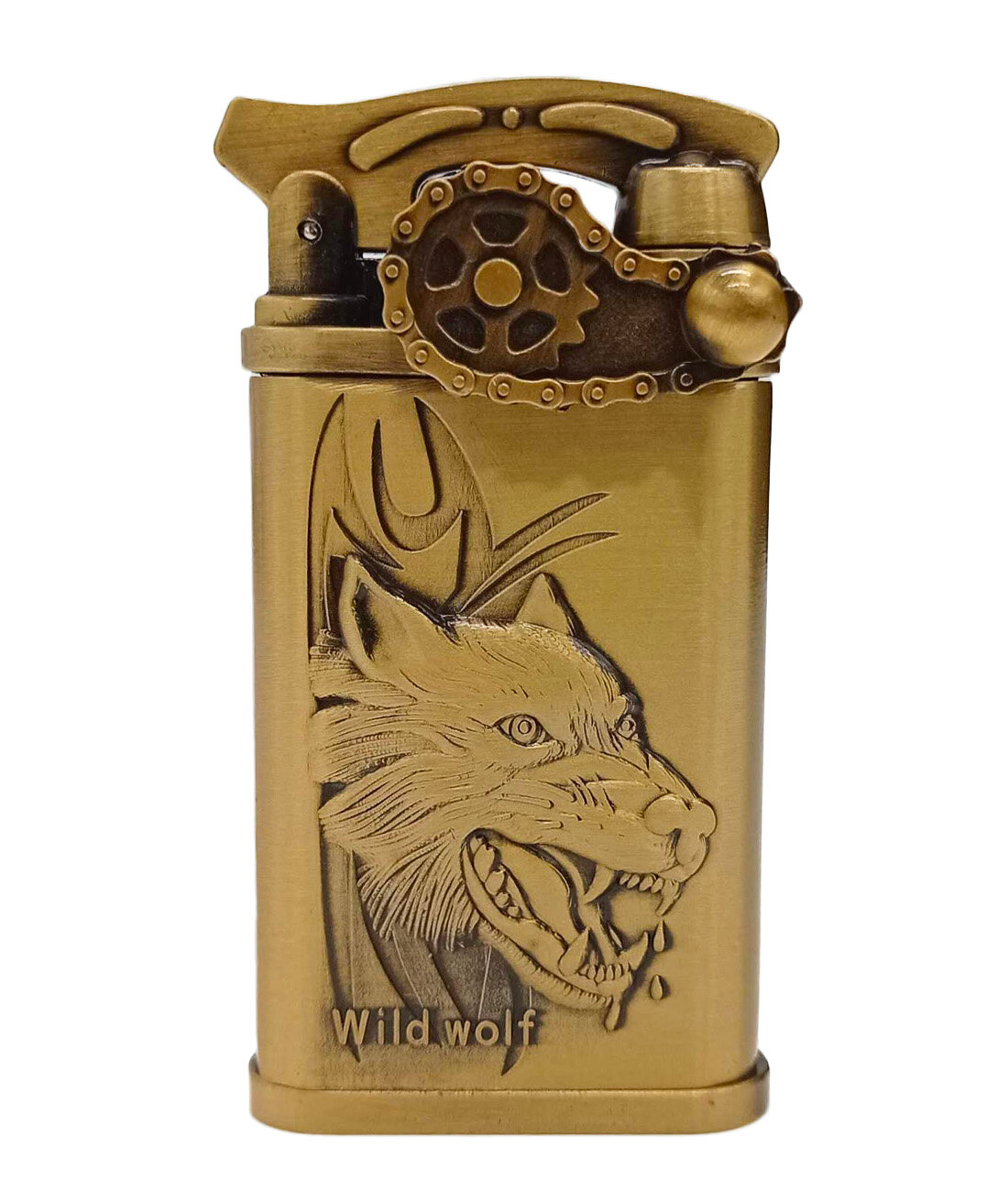 Зажигалка ретро газовая с рычагом "Волк" - фотография № 1