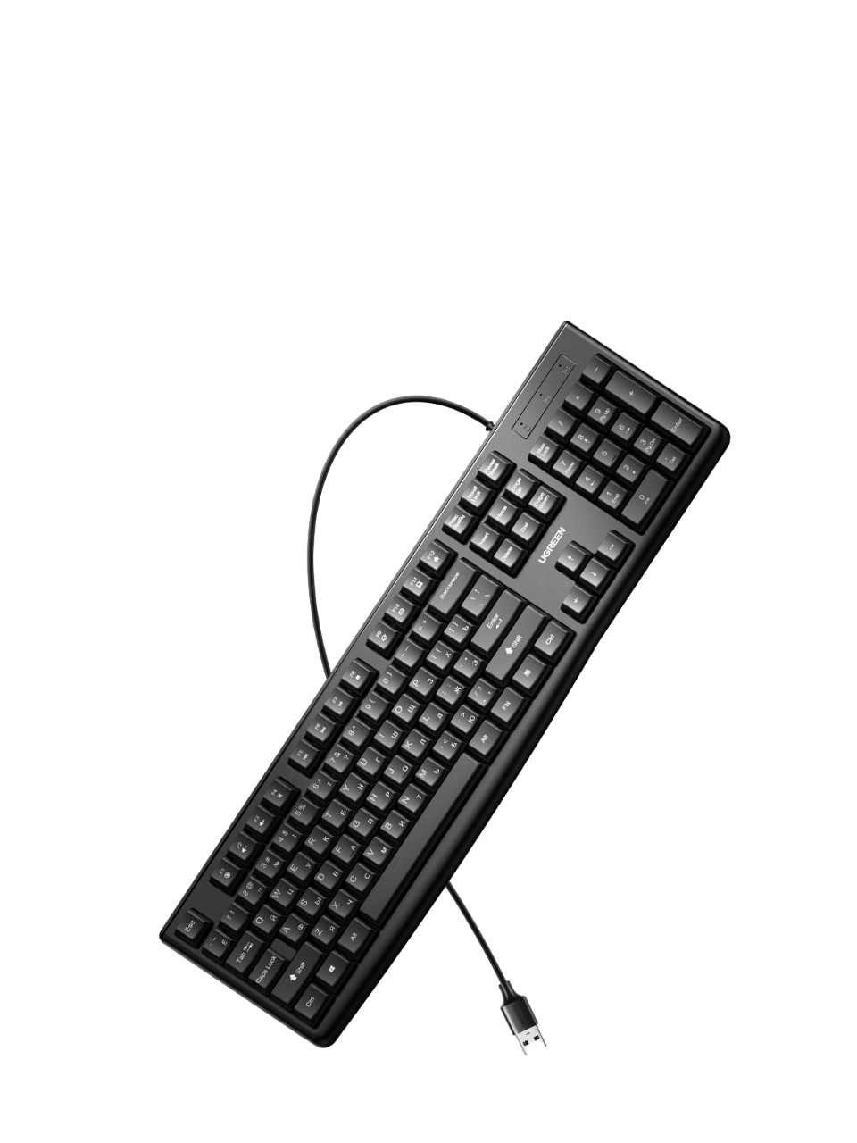 Клавиатура проводная UGREEN KU003 (15218) Membrane USB-keyboard с кабелем USB. Цвет: черный