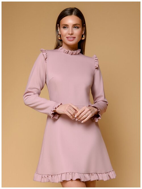 Платье 1001dress, повседневное, классическое, мини, размер 48, розовый