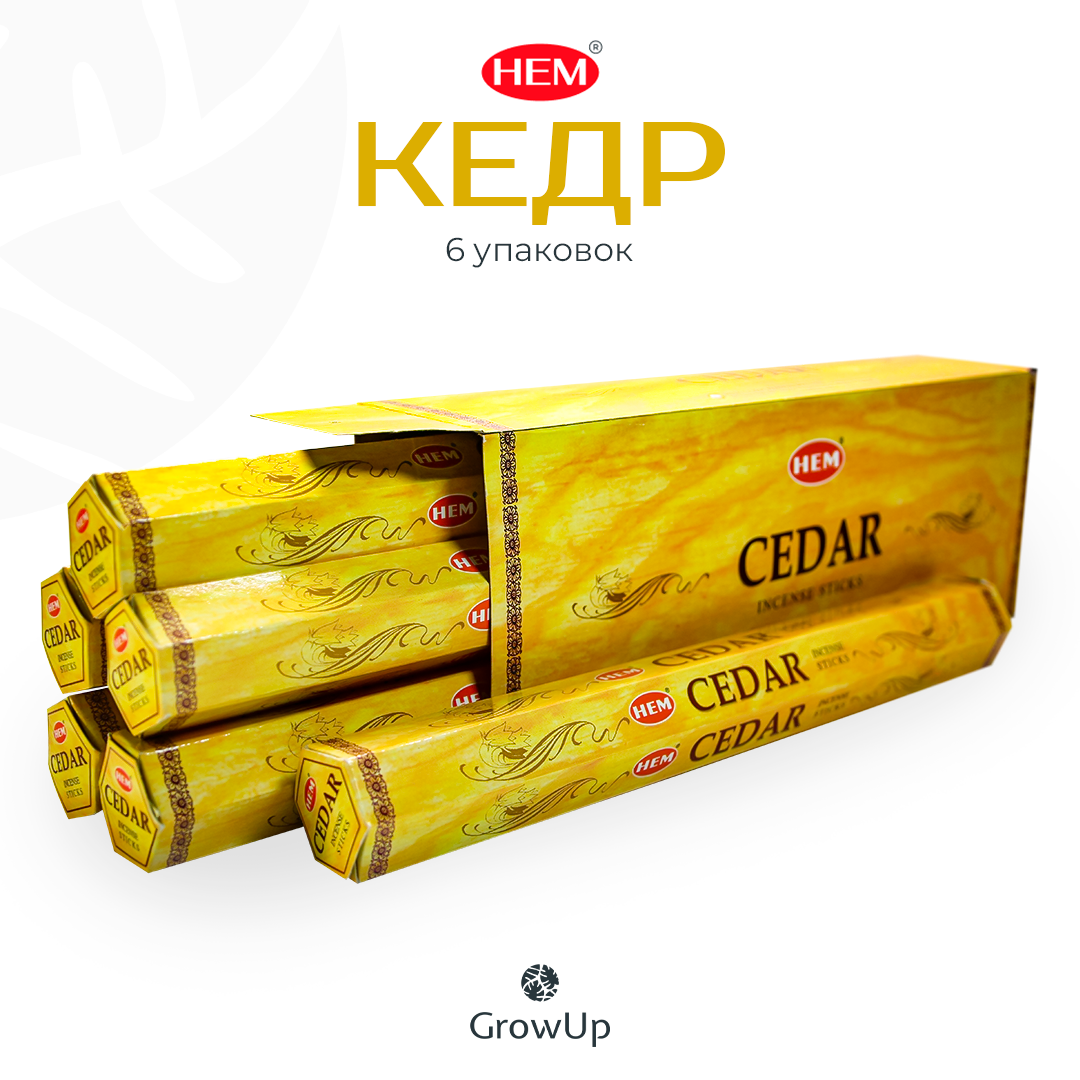 HEM Кедр - 6 упаковок по 20 шт - ароматические благовония, палочки, Cedar - Hexa ХЕМ