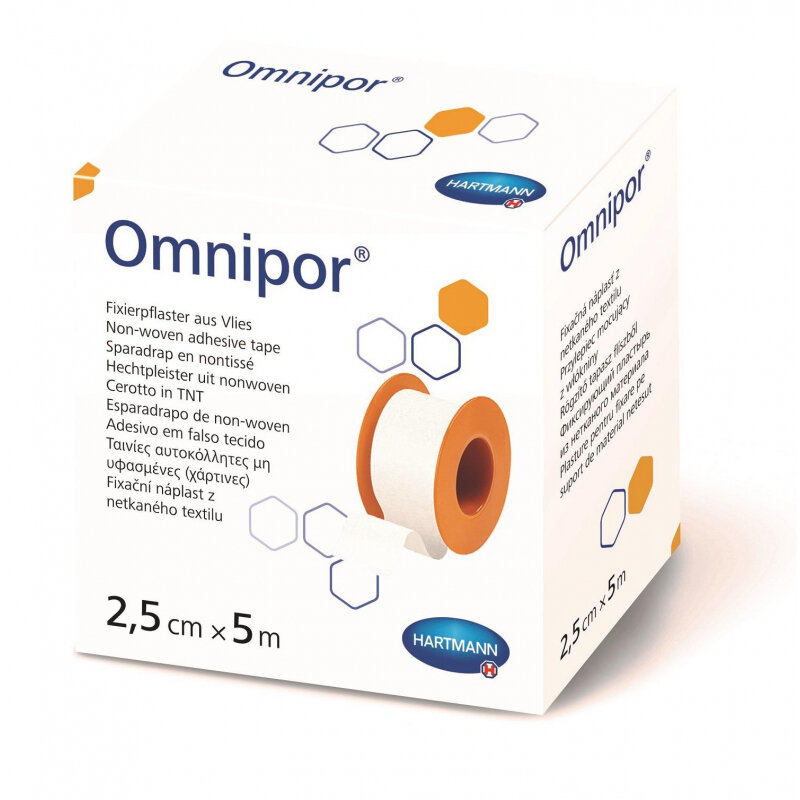 Omnipor / Омнипор - пластырь из нетканого материала, без еврохолдера, белый, 2,5 см x 5 м