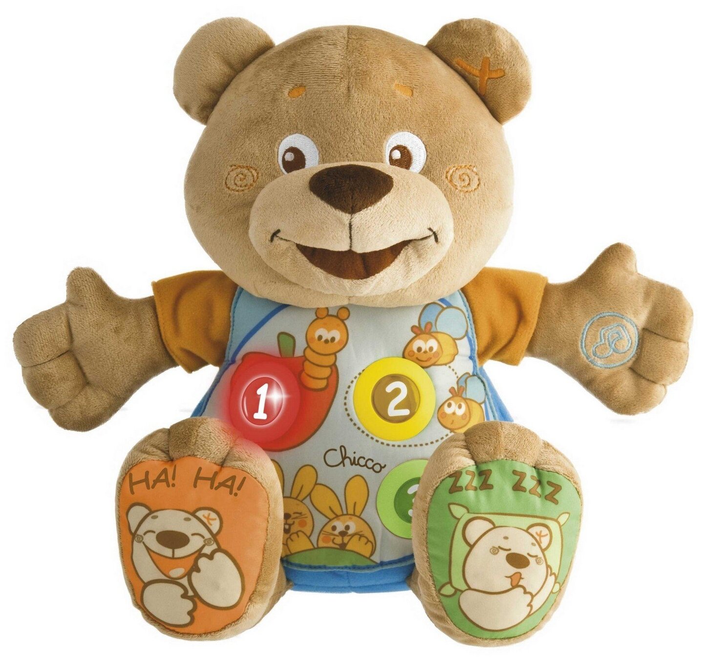 Игрушка мягкая развивающая двуязычная Chicco Говорящий мишка Teddy для малышей от 6 месяцев до 3 лет на английском и русском языках