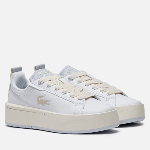 Кроссовки LACOSTE Carnaby Platform Monogram Leather, повседневные, натуральная кожа, размер 38, белый