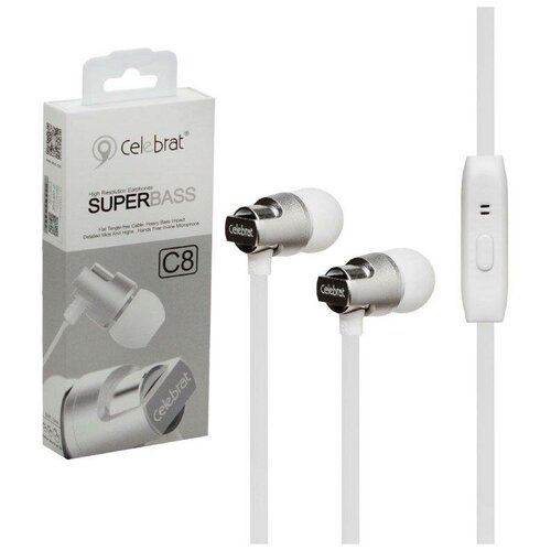 Наушники проводные с микрофоном для компьютера айфона телефона Celebrat C8 белые Качество наушников сравнимо с Dialog JBL Technica HP HyperX MMX Razer ASUS 74300₽