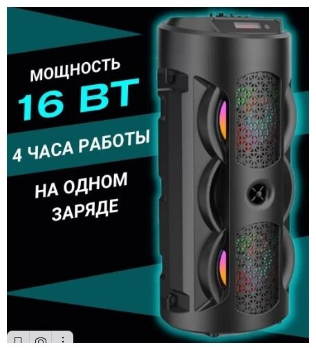 Портативная колонка (ZQS-4243) Bluetooth/USB/MicroSD/FM/дисплей/подсветка (черная)