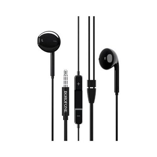 Наушники Borofone BM30 комплект 3 шт вкладыши микрофон Jack 35 мм кабель 12 м чёрные 141400₽