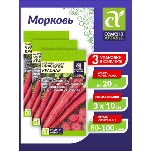 Семена Морковь столовая Чурчхела Красная Среднеспелые 0,2 гр. х 3 шт.