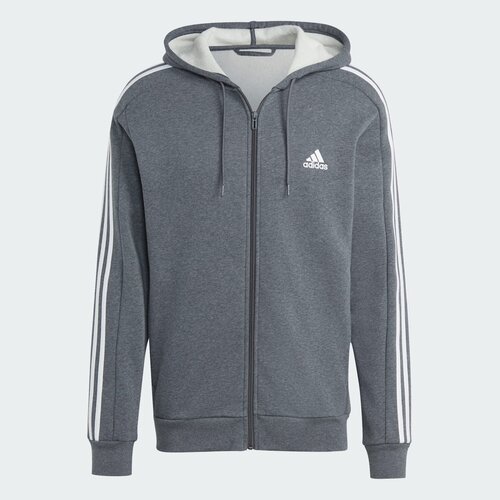 Толстовка спортивная adidas Essentials Fleece 3-Stripes Full-Zip, размер S, серый