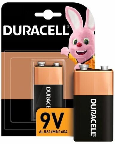 Батарейка DURACELL Basic, 6LR61 (крона), Alkaline, 1 шт, в блистере, 9 В