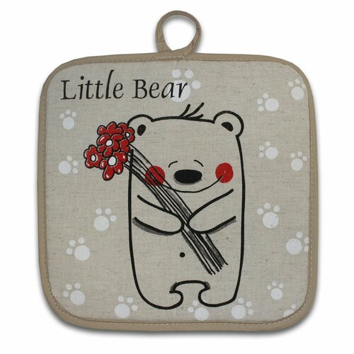 Прихватка Северные мишки, 18х18 см, хлопок/лен