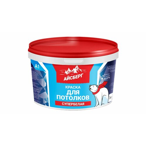 Краска для потолков акриловая латексная матовая Айсберг Диола 14кг белый