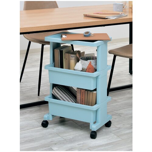 Этажерка универсальная для хранения / Напольная этажерка на колесиках 3 яруса 40х25х62,5 см (mini) JEJ