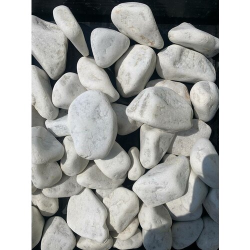 Ландшафтный камень. Галька белая, мрамор, фракция 60-90, 10 кг. Декоративный грунт