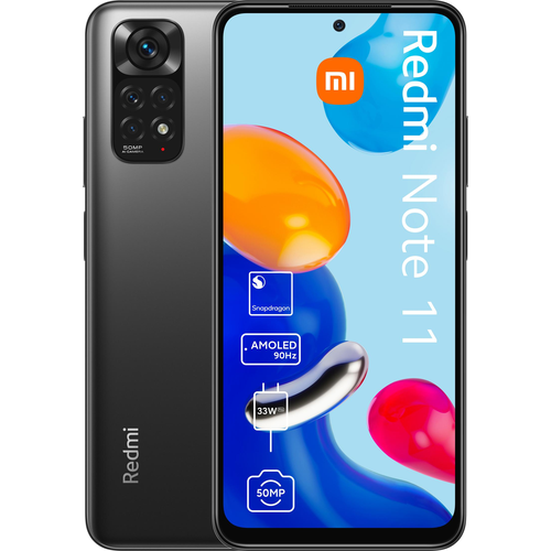 Смартфон Xiaomi Redmi Note 11 6/128 ГБ CN, Dual nano SIM, серый графит сенсорный экран apeman 4k передний и задний видеорегистратор gps и wi fi датчик sony режим парковки обнаружение движения поддержка 128 гб