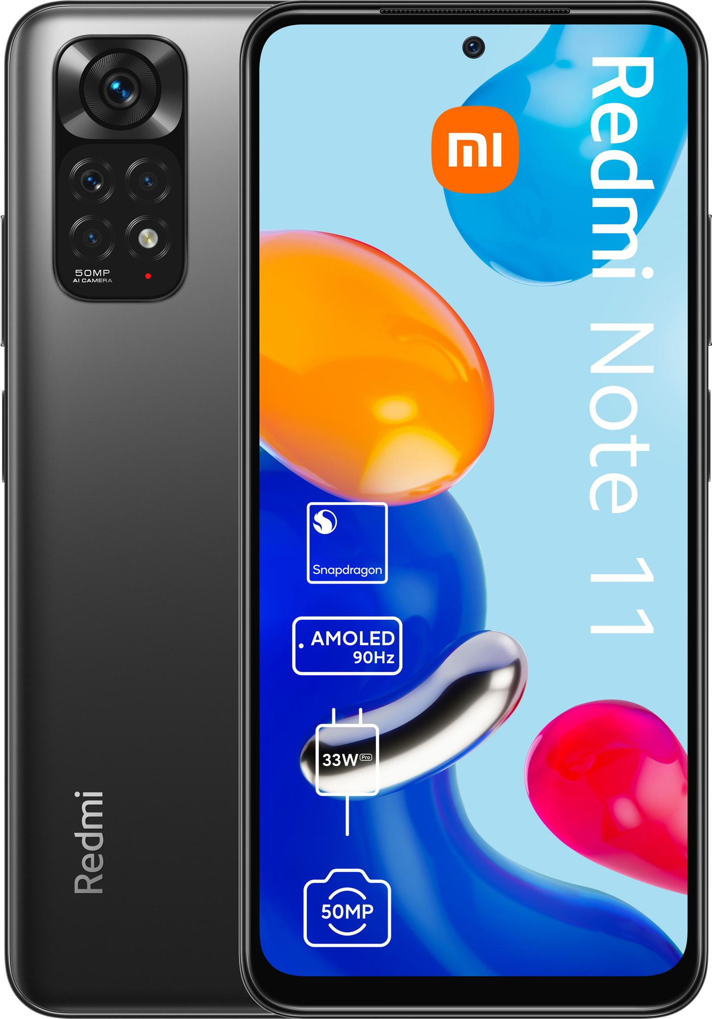 Смартфон Xiaomi Redmi Note 11 128Gb 4Gb серый моноблок 3G 4G 2Sim 6.43" 1080x2400 Android 11 50Mpix 802.11 a/b/g/n/ac NFC GPS GSM900/1800 GSM1900