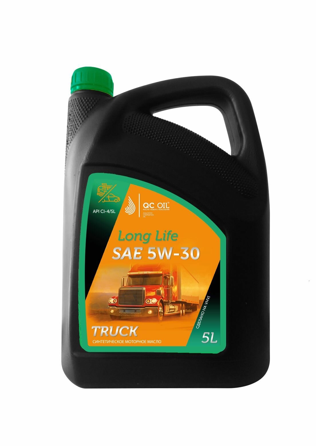 Моторное масло SAE 5W-30 CI-4/SL QC OIL Long Life плакирующее синтетическое для дизельных, канистра 5л