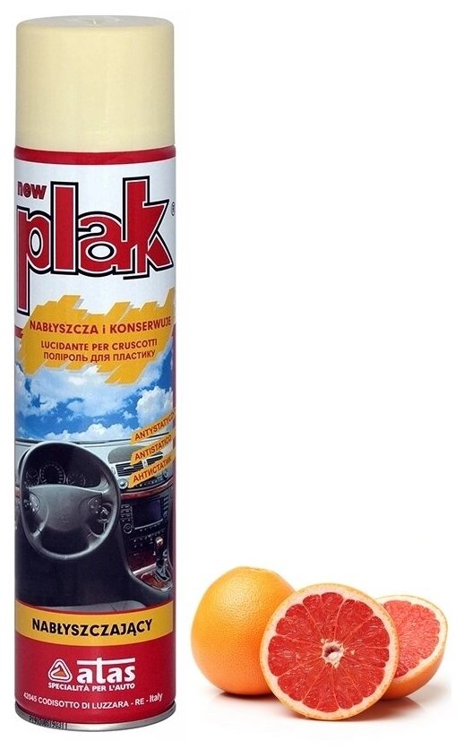 Полироль PLAK "Грейпфрут" для торпеды и пластика аэрозоль 750 мл Италия