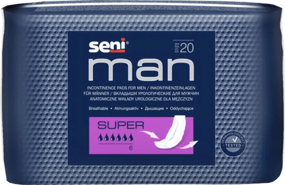 Вкладыши урологические для мужчин Seni Man SUPER 6 капель, 20 шт