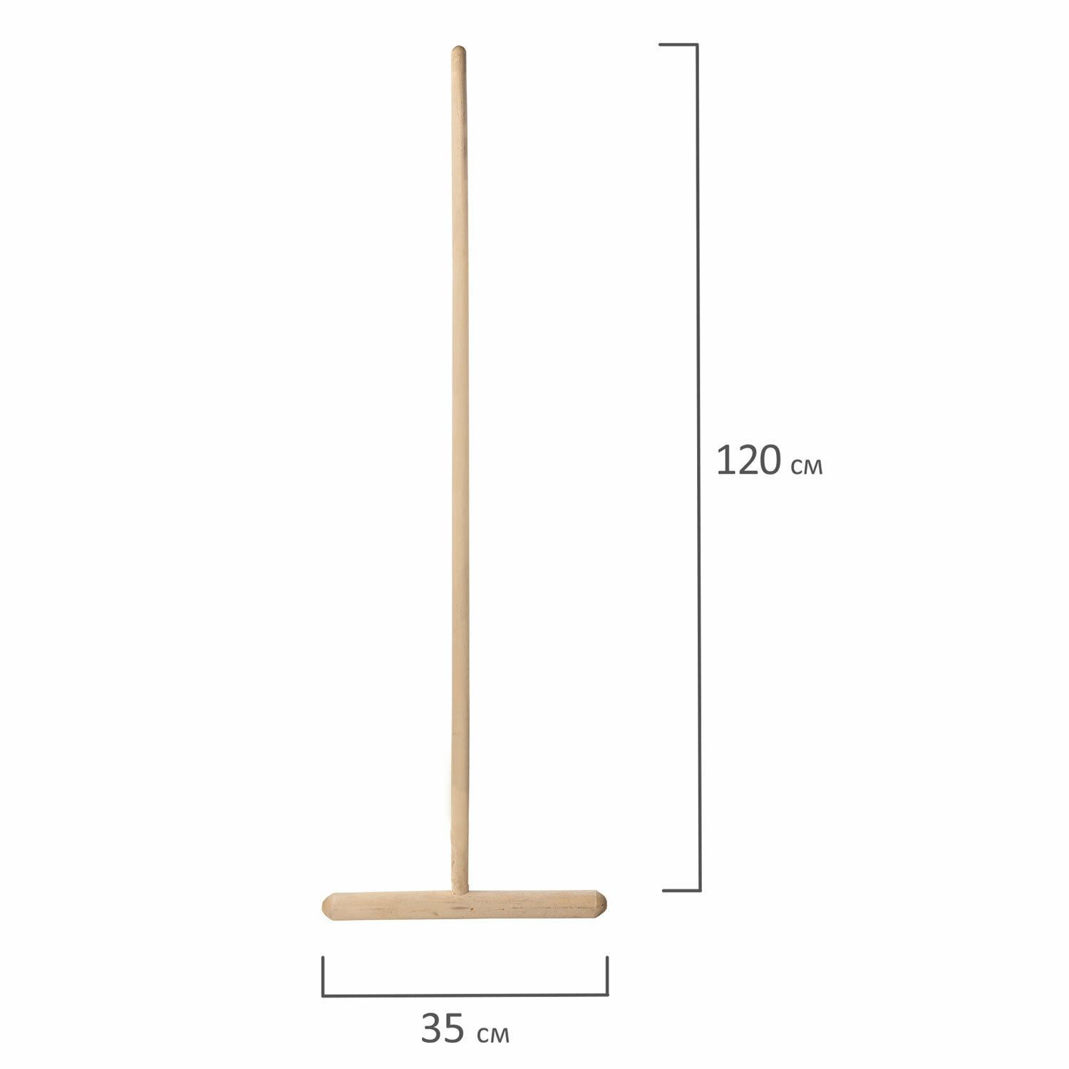 Швабра для пола деревянная, длина черенка 120 см, рабочая часть 35 см