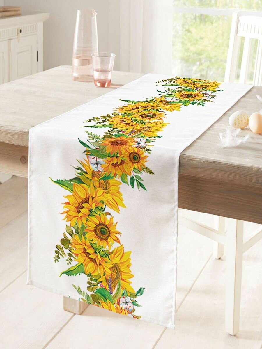 Дорожка на стол 40 х 180 см цветы и растения
