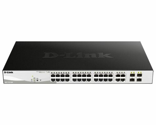 Коммутатор управляемый D-link DGS-1210-28P/FL DGS-1210-28P/FL1A 24x10/100/1000Base-T PoE (193 Вт), 4xCombo 100/1000Base-T/SFP, L2, 19”