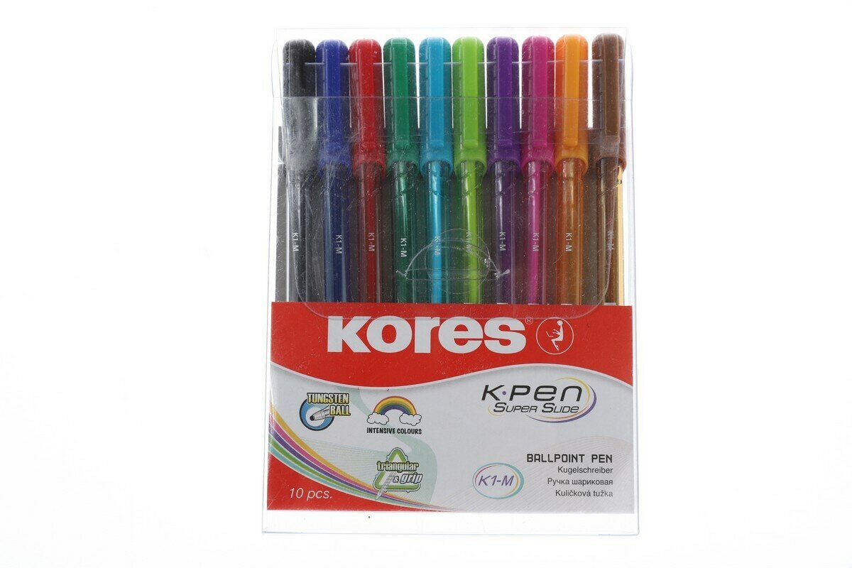 Ручки шариковые набор Kores K1-M 10 цветов - фото №12