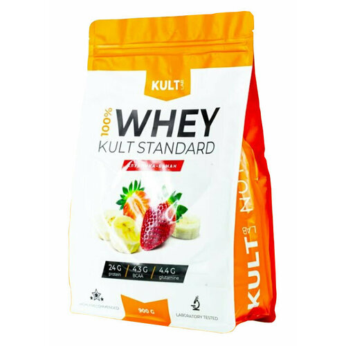 фото Сывороточный протеин kultlab whey kultstandart, клубника-банан, 900 гр