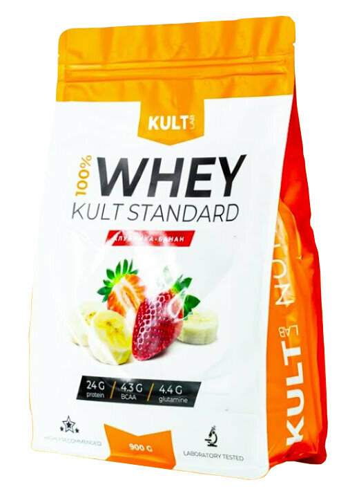 Сывороточный протеин Kultlab Whey KultStandart, Клубника-Банан, 900 гр