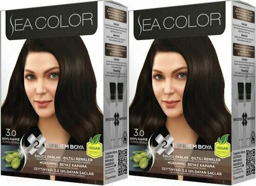 SEA COLOR HAIR DYE KIT Набор для окрашивания волос 3.0 Темный каштан, 2 шт.