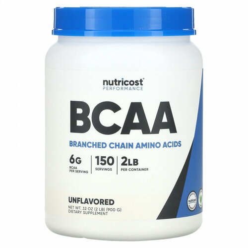 Nutricost, Performance, BCAA, Branched Chain Amino Acids, Unflavored, 2 lbs (900 g)