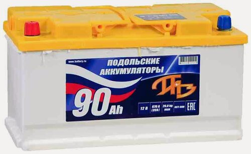Изображение товара Аккумулятор автомобильный ПАЗ Подольские Аккумуляторы 90 А/ч 780 А прям. пол. Росс. авто (353x175x190)