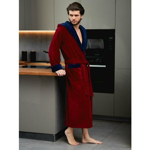 Халат LIDER TEKSTIL, длинный рукав, размер 4XL, бордовый