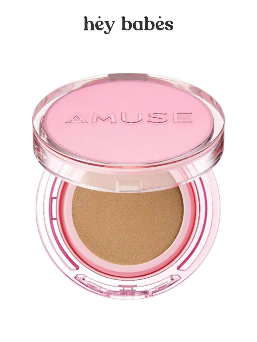 Тональный кушон с сияющим финишем в оттенке загара AMUSE Dew Power Vegan Cushion SPF 50+ 04 Tan