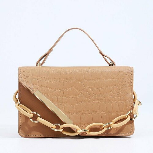 фото Сумка мессенджер , фактура под рептилию, бежевый нет бренда