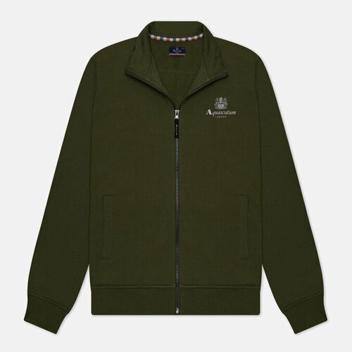 Толстовка Aquascutum active small logo full zip mock neck fleece, силуэт прямой, размер xl, зеленый