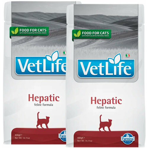 FARMINA VET LIFE FELINE HEPATIC для взрослых кошек при заболеваниях печени (0,4 + 0,4 кг)