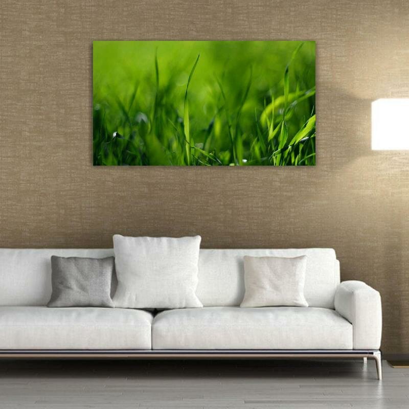 Картина на холсте 60x110 LinxOne "Трава, фото, макро обои" интерьерная для дома / на стену / на кухню / с подрамником